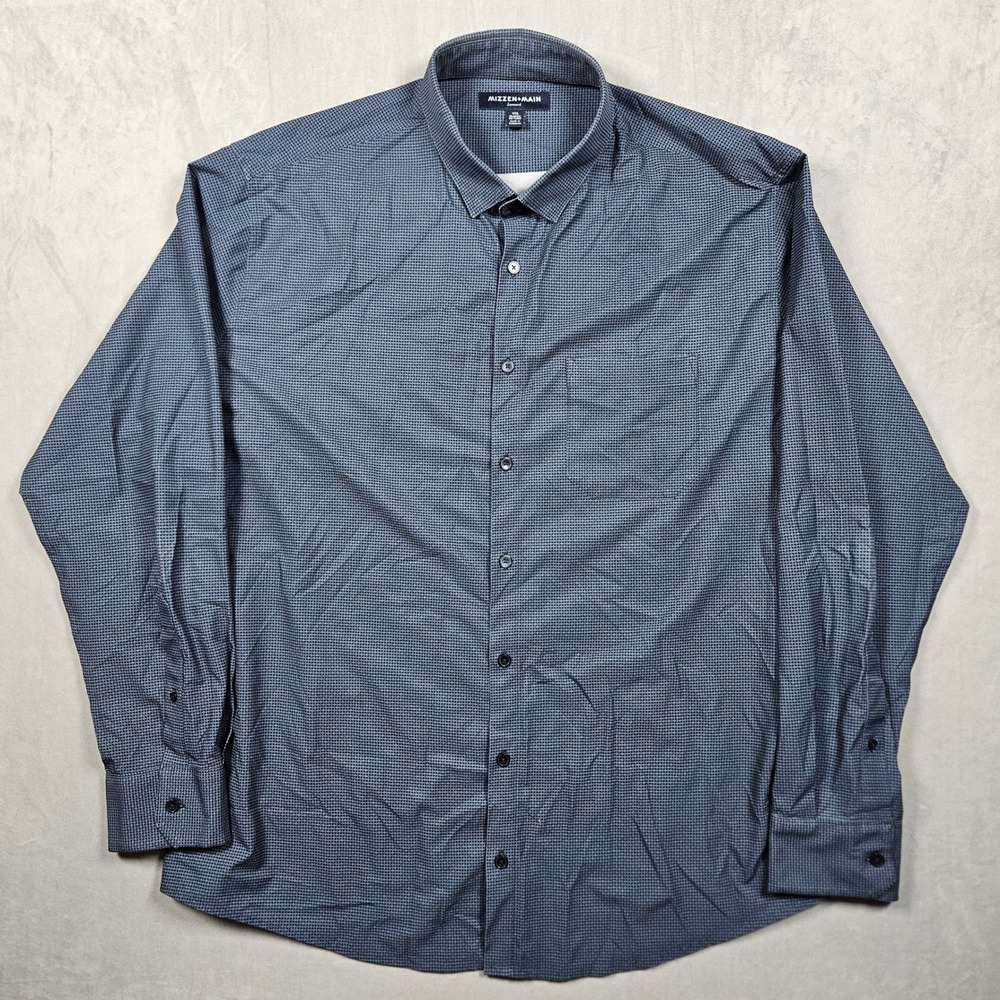 Mizzen+Main Shirt Mens XXL Blue Leeward Classic No Tuck Geometric Button Up